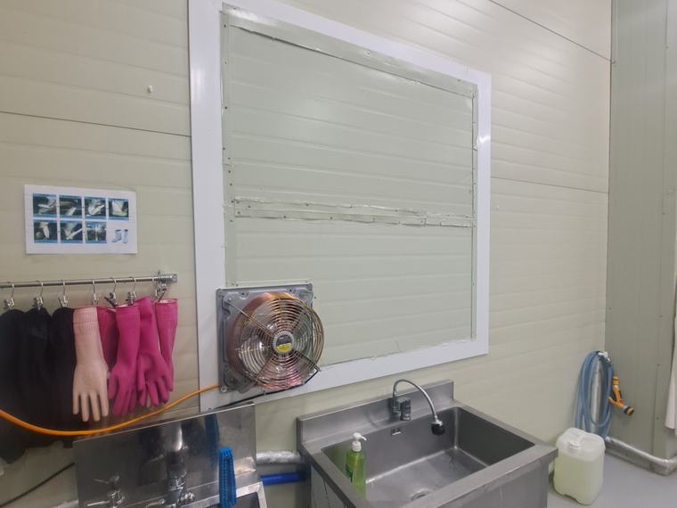 공장 세척실 판넬 환풍기 설치 시공 후